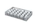 Glazenkrat 600 x 400 mm - voor 24 glazen - max. hoogte 72 mm / max. &Oslash; 85 mm - met enkele vakverdeling - grijs