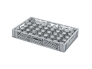 Glazenkrat 600 x 400 mm - voor 40 glazen - max. hoogte 72 mm / max. &Oslash; 65 mm - met enkele vakverdeling - grijs