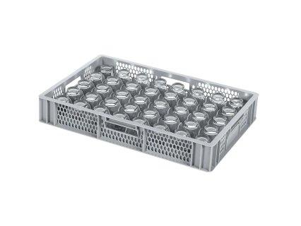 Gl&auml;serkiste BASIC - 600 x 400 x H 99 mm f&uuml;r 40 Gl&auml;ser - max. Glash&ouml;he 72 mm - max. &Oslash; 65 mm