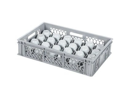 Gl&auml;serkiste BASIC - 600 x 400 x H 130 mm f&uuml;r 24 Gl&auml;ser - max. Glash&ouml;he 103 mm - max. &Oslash; 85 mm