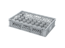 Glazenkrat 600 x 400 mm - voor 40 glazen - max. hoogte 103 mm / max. &Oslash; 65 mm - met enkele vakverdeling - grijs