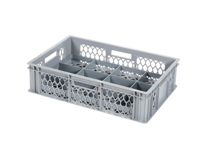 Gl&auml;serkiste BASIC - 600 x 400 x H 154 mm f&uuml;r 12 Gl&auml;ser - max. Glash&ouml;he 125 mm - max. &Oslash; 116 mm - untere Facheinteilung