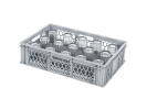 Glazenkrat 600 x 400 mm - voor 15 glazen - max. hoogte 125 mm / max. &Oslash; 106 mm - met enkele vakverdeling - grijs