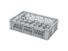 Glazenkrat 600 x 400 mm - voor 40 glazen - max. hoogte 125 mm / max. &Oslash; 65 mm - met enkele vakverdeling - grijs