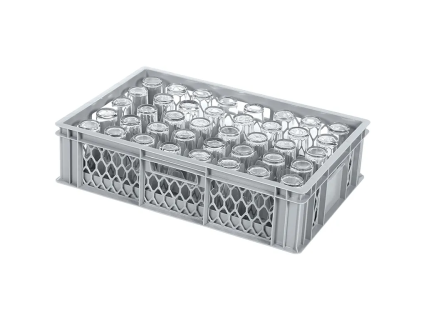 Gl&auml;serkiste BASIC - 600 x 400 x H 154 mm f&uuml;r 40 Gl&auml;ser - max. Glash&ouml;he 125 mm - max. &Oslash; 65 mm - untere Facheinteilung