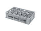 Glazenkrat 600 x 400 mm - voor 15 glazen: max. hoogte 125 mm / max. &Oslash; 106 mm - dubbele vakverdeling - grijs