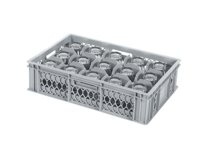 Gl&auml;serkiste - 600 x 400 x H 154 mm f&uuml;r 15 Gl&auml;ser - max. Glash&ouml;he 125 mm - max. &Oslash; 106 mm