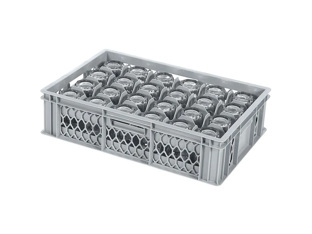 Glass crate BASIC - 600 x 400 x H 154 mm for 24 glasses - max. height 125 mm - max. Ø 85 mm
