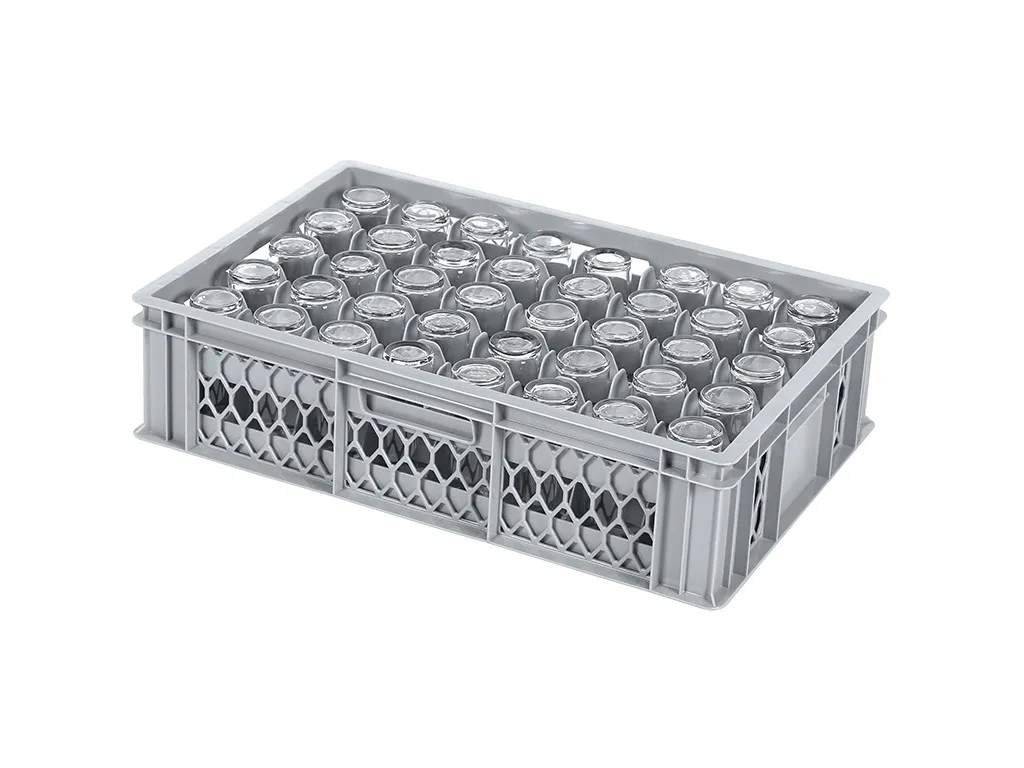 Glass crate BASIC - 600 x 400 x H 154 mm for 40 glasses - max. height 125 mm and max. Ø 65 mm
