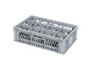 Glazenkrat 600 x 400 mm - voor 12 glazen: max. hoogte 143 mm / max. &Oslash; 116 mm - dubbele vakverdeling - grijs