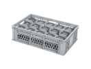 Glazenkrat 600 x 400 mm - voor 15 glazen: max. hoogte 143 mm / max. &Oslash; 106 mm - dubbele vakverdeling - grijs