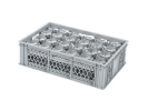 Glazenkrat 600 x 400 mm - voor 24 glazen: max. hoogte 143 mm / max. &Oslash; 85 mm - dubbele vakverdeling - grijs