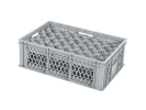 Glazenkrat 600 x 400 mm - voor 40 glazen: max. hoogte 169 mm / max. &Oslash; 65 mm - dubbele vakverdeling - grijs