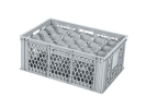 Glazenkrat 600 x 400 mm - voor 24 glazen: max. hoogte 222 mm / max. &Oslash; 85 mm - dubbele vakverdeling - grijs