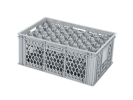 Glazenkrat 600 x 400 mm - voor 40 glazen: max. hoogte 222 mm / max. &Oslash; 65 mm - dubbele vakverdeling - grijs