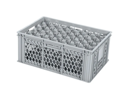 Casier &agrave; verres BASIC - 600 x 400 x H 250 mm pour 40 verres - ht. de verre max. 222mm - &Oslash; max. 65mm