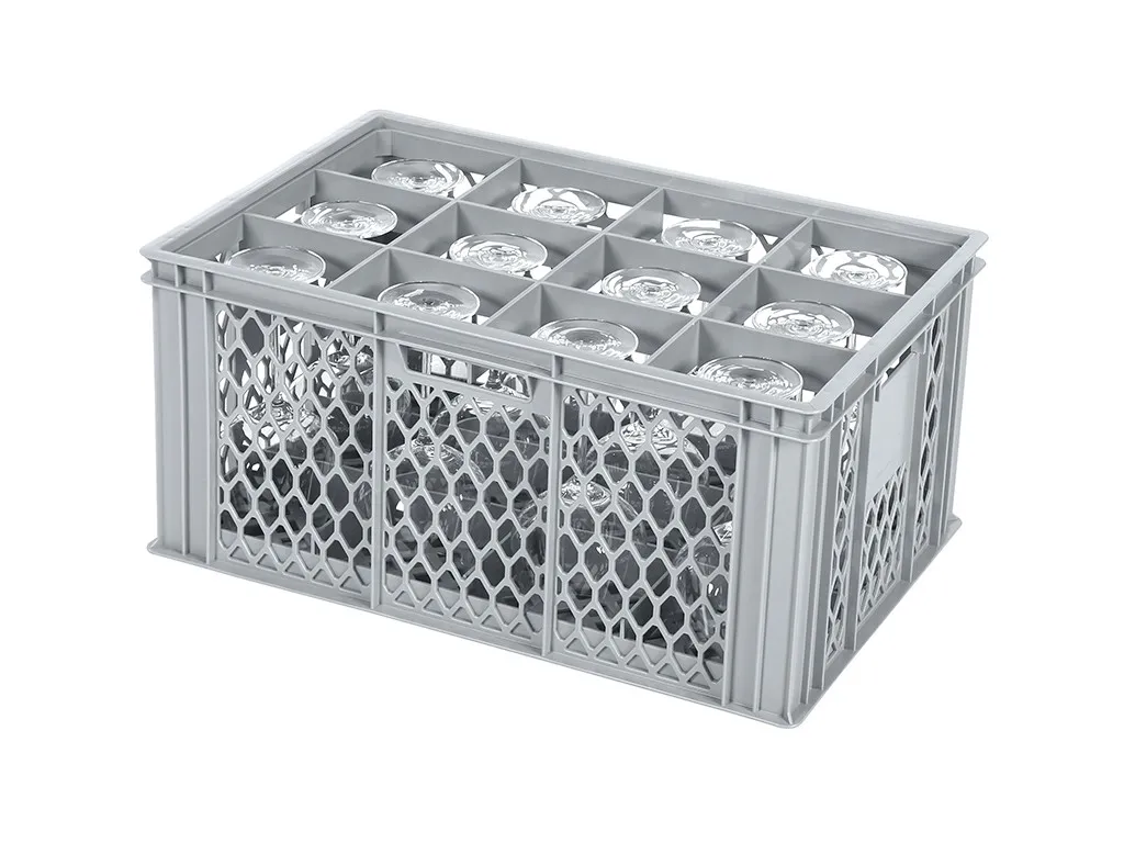 Glass crate BASIC - 600 x 400 x H 280 mm for 12 glasses - max. height 255 mm - max. Ø 116
